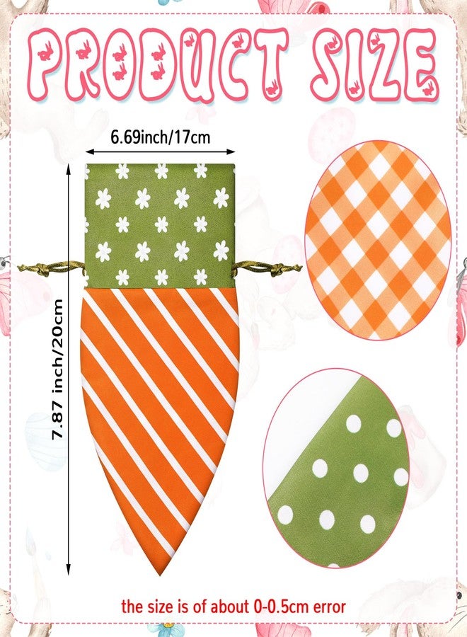 SilTriangle 24 Pcs Easter Goodie Bags Carrot Shaped Treat Bags Bulk Easter Basket Stuffers Fabric Drawstring Candy Gift Bags Egg Hunt Outdoor Party Supplies for Kid Party - Image 2